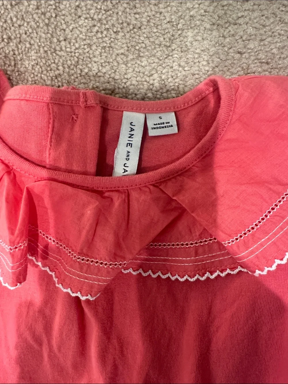 Janie and Jack Coral Ruffle Collar Top and leggings set